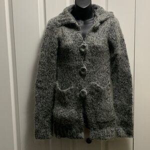 Free People Grey Wool blend Cardigan with Rose buttons Size Small